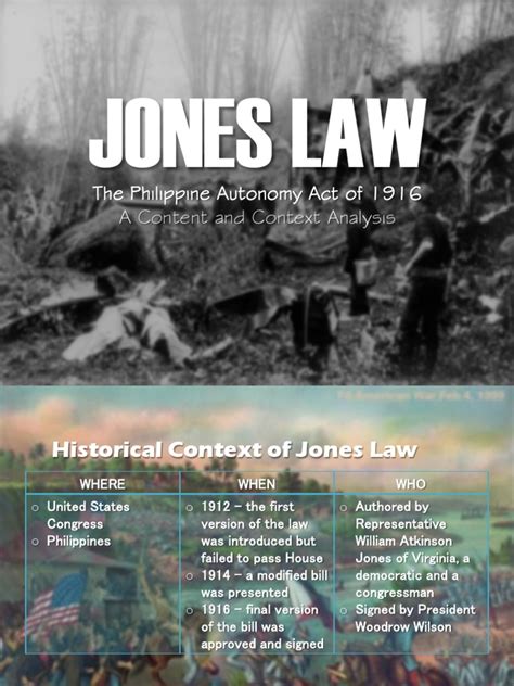 jones law of 1916|Law Summary: Philippine Autonomy Act .